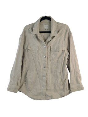 Favorite Daughter Beige Long Sleeve Button-Front Utility Jacket Pockets Sz S